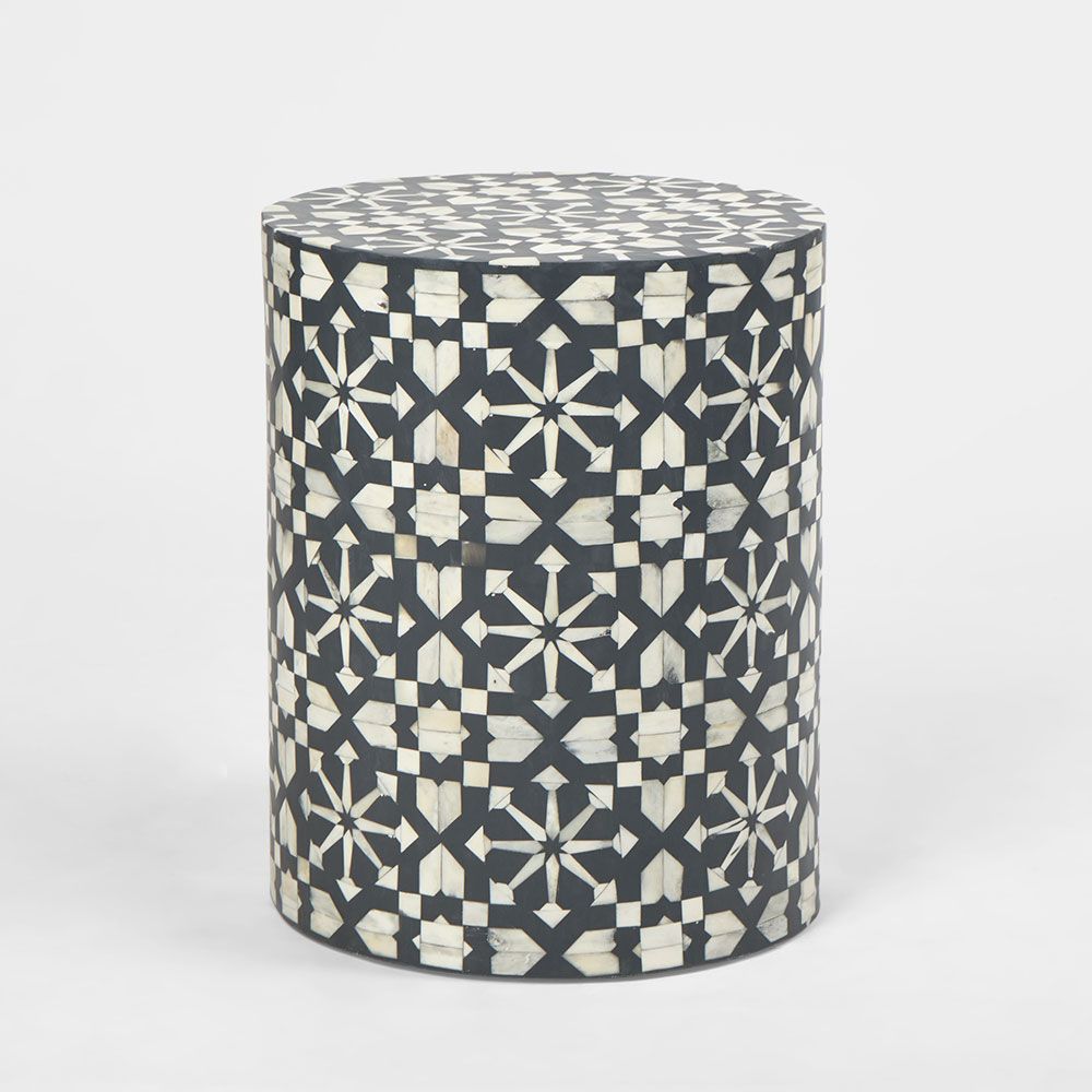 Adina Bone Inlay Side Table Grey/White