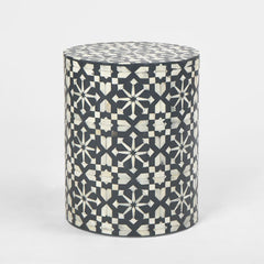 Adina Bone Inlay Side Table Grey/White