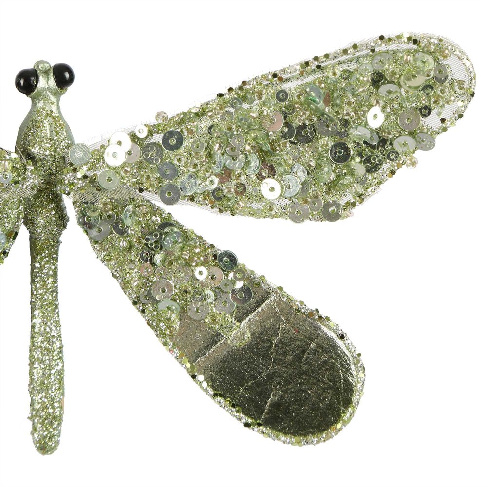 Shayle Glitter Clip On Dragonfly Green