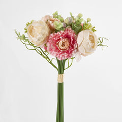 32Cm Pink & Cream Marigold Peony Bouquet