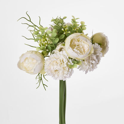 32Cm White Marigold Peony Bouquet