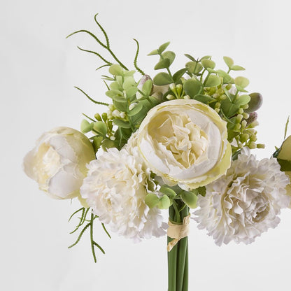 32Cm White Marigold Peony Bouquet