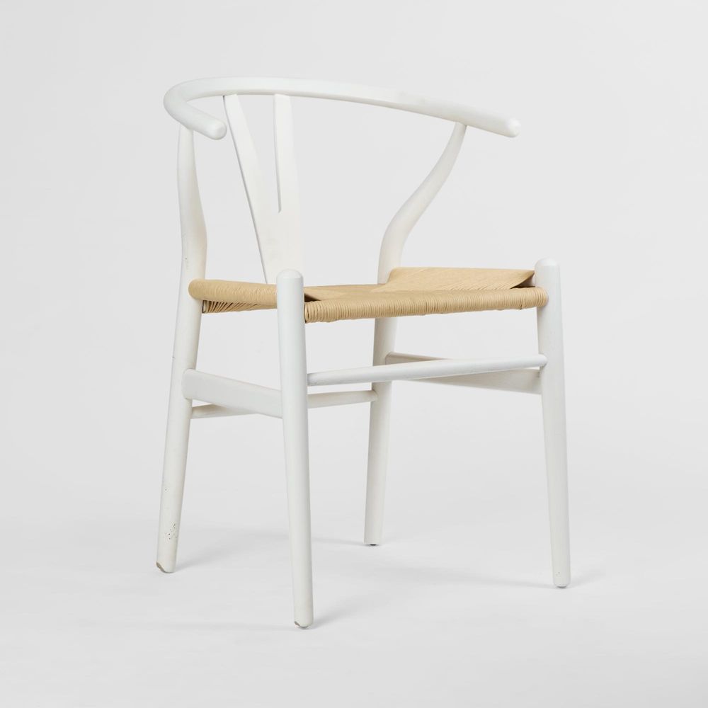 Atlas Dining Chair White Frame Natural Seat