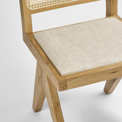 Lexi Scissor Leg Side Chair Oak Frame Natural Fabric