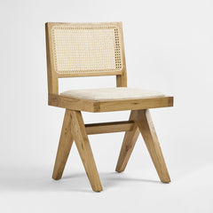 Lexi Scissor Leg Side Chair Oak Frame Natural Fabric