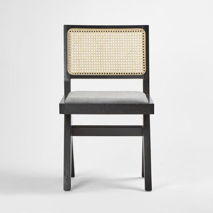 Lexi Scissor Leg Side Chair Black Frame Grey Fabric