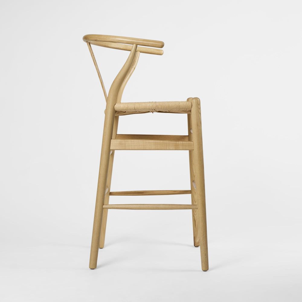 Atlas Bar Stool Ash Frame Natural Seat 65Cm