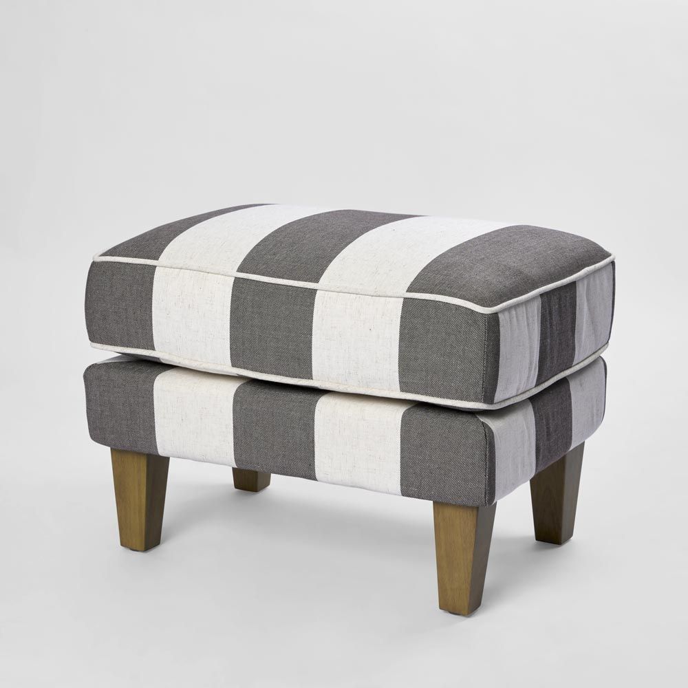 Bondi Hamptons Ottoman Grey/Cream Stripe