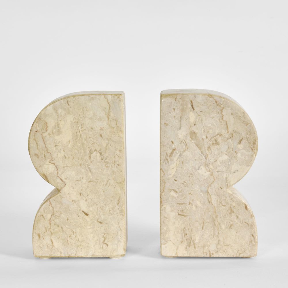 Cooper Marble Bookend Set Cream