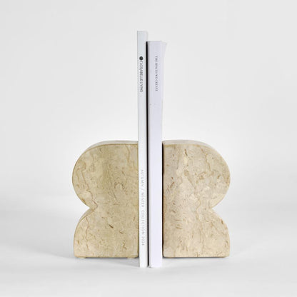 Cooper Marble Bookend Set Cream