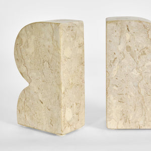 Cooper Marble Bookend Set Cream