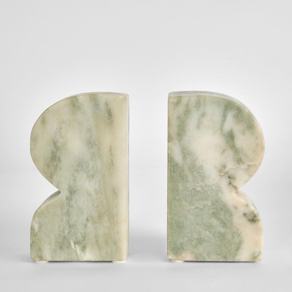 Cooper Marble Bookend Set Green & White