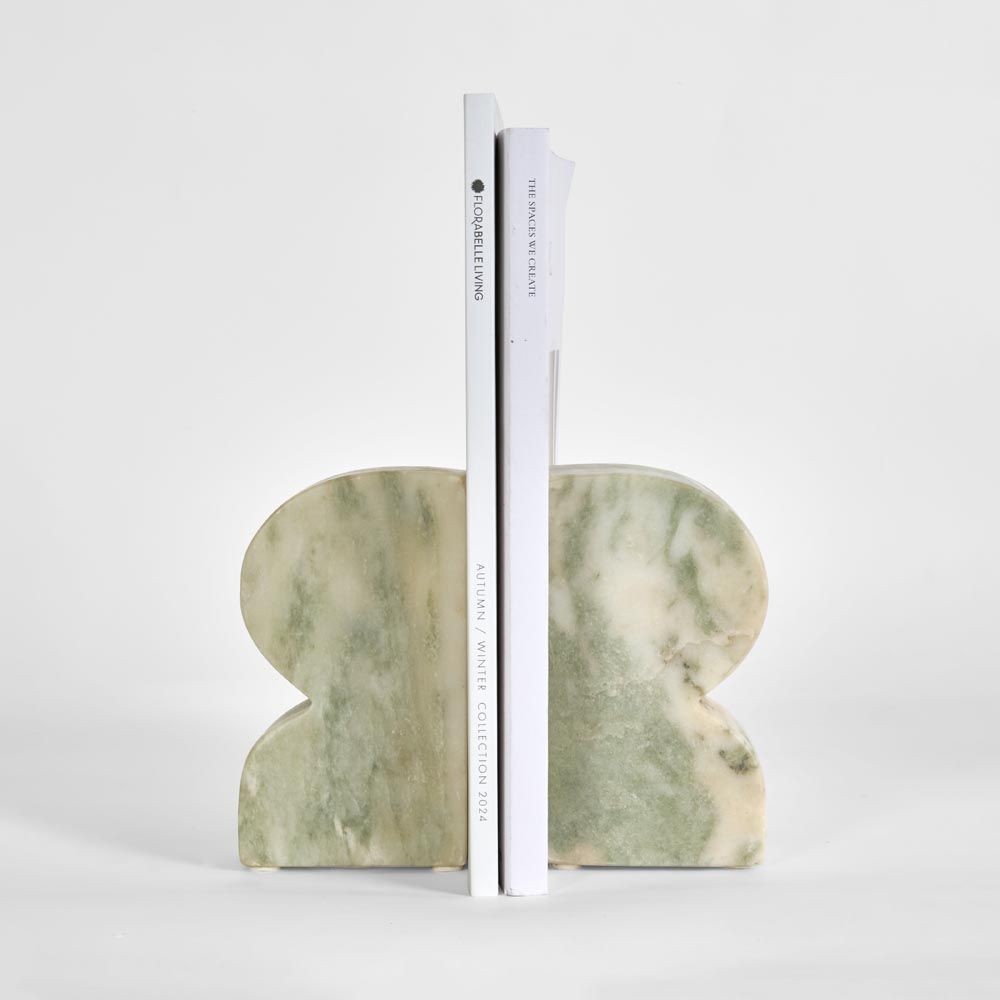 Cooper Marble Bookend Set Green & White