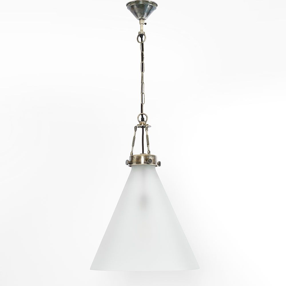 Gadsden Ceiling Pendant Large Silver With Frosted Glass