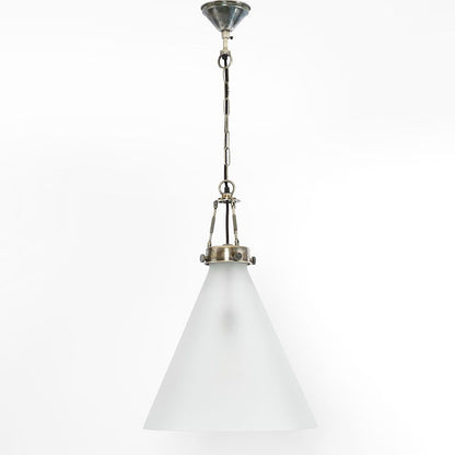 Gadsden Ceiling Pendant Large Silver With Frosted Glass
