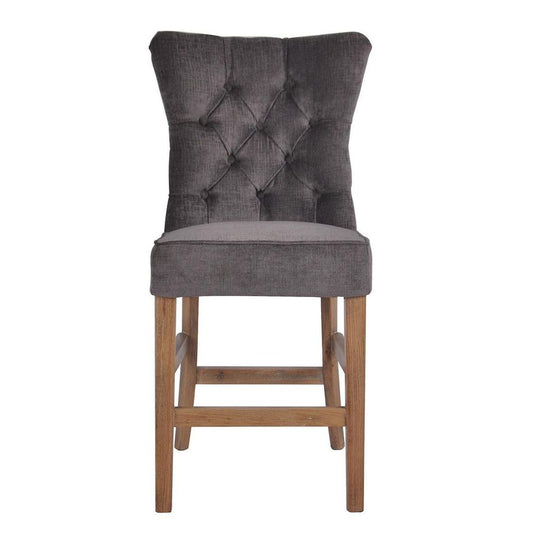 Silver Grey Counter Stool With Buttons