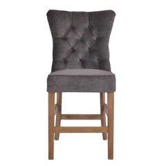 Silver Grey Counter Stool With Buttons