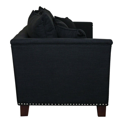 Manhattan 3 Seat Sofa Charcoal W/Silver Studs