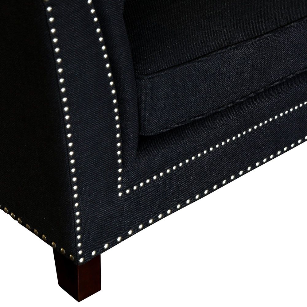 Manhattan 3 Seat Sofa Charcoal W/Silver Studs