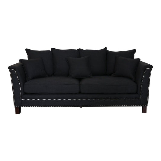 Manhattan 3 Seat Sofa Charcoal W/Silver Studs