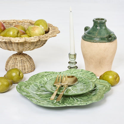 Luxe Cabbage Leaf Green Round Platter