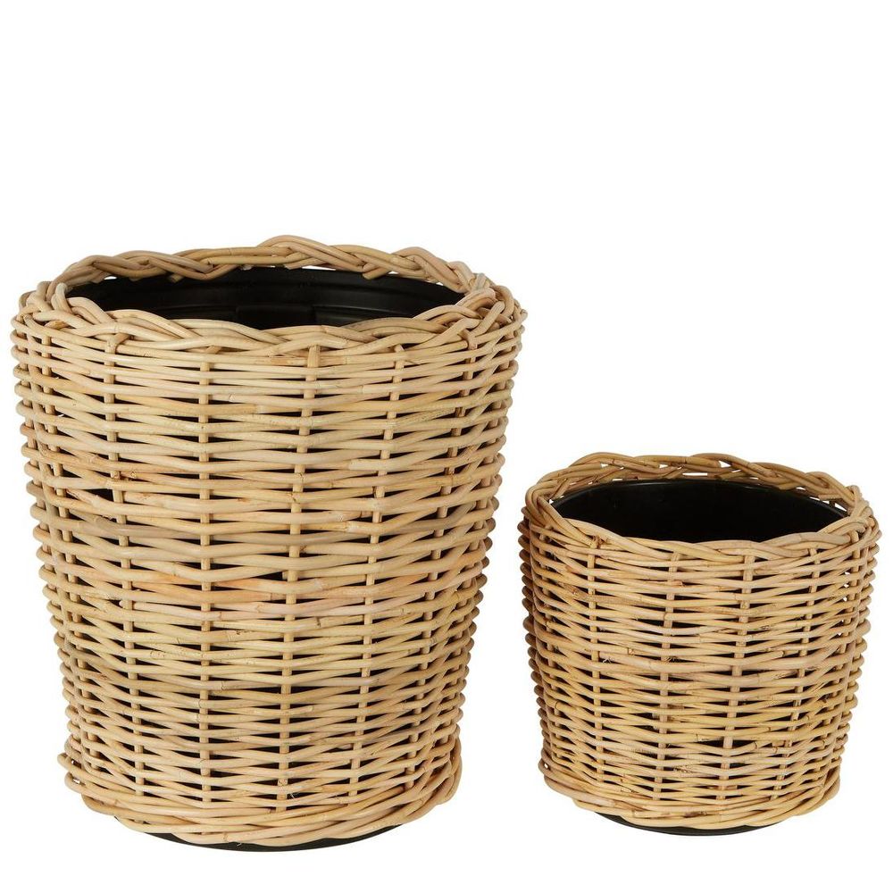 Round Rattan Basket Set Of 2 Natural
