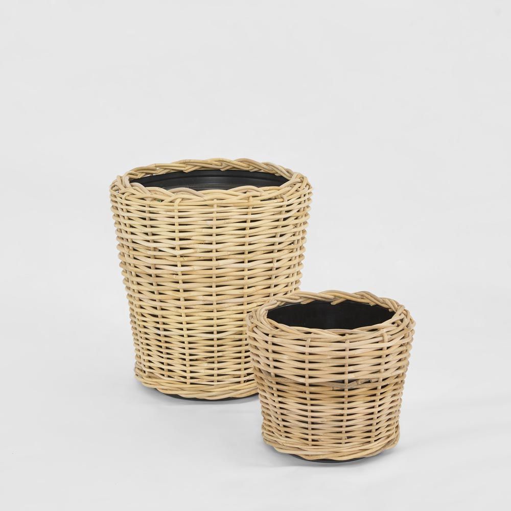 Round Rattan Basket Set Of 2 Natural