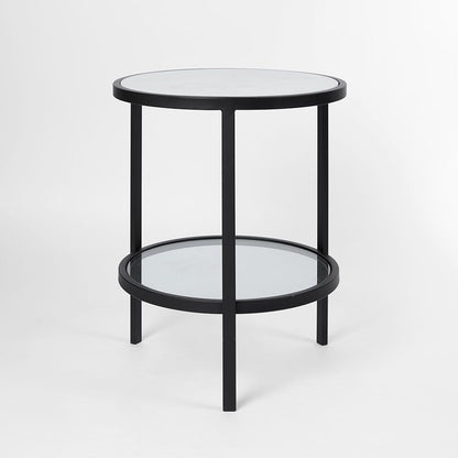 Palladium Black Iron Marble & Glass Side Table