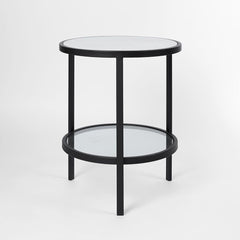 Palladium Black Iron Marble & Glass Side Table