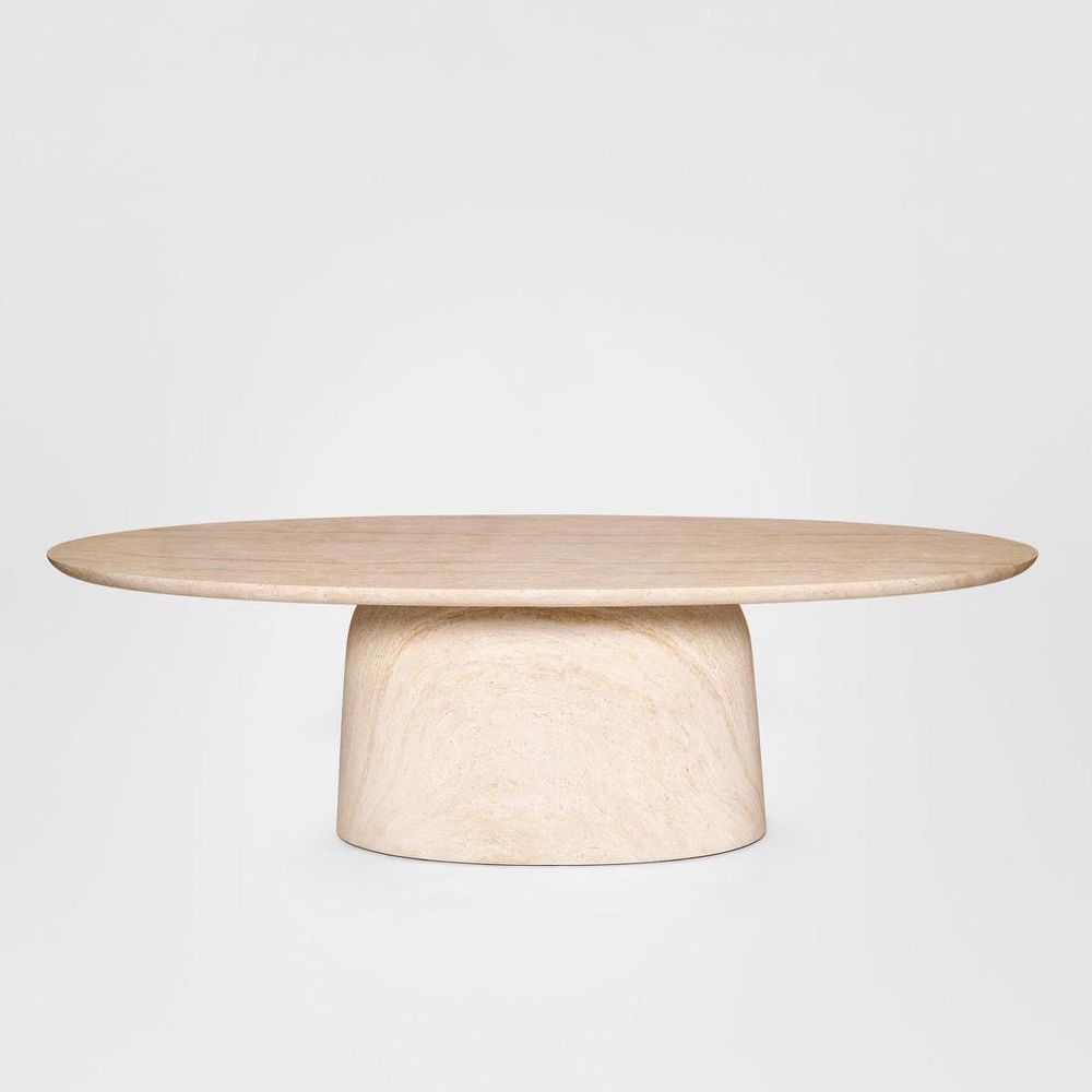 Corsica Oval Dining Table Ivory Travertine Look - Outdoor