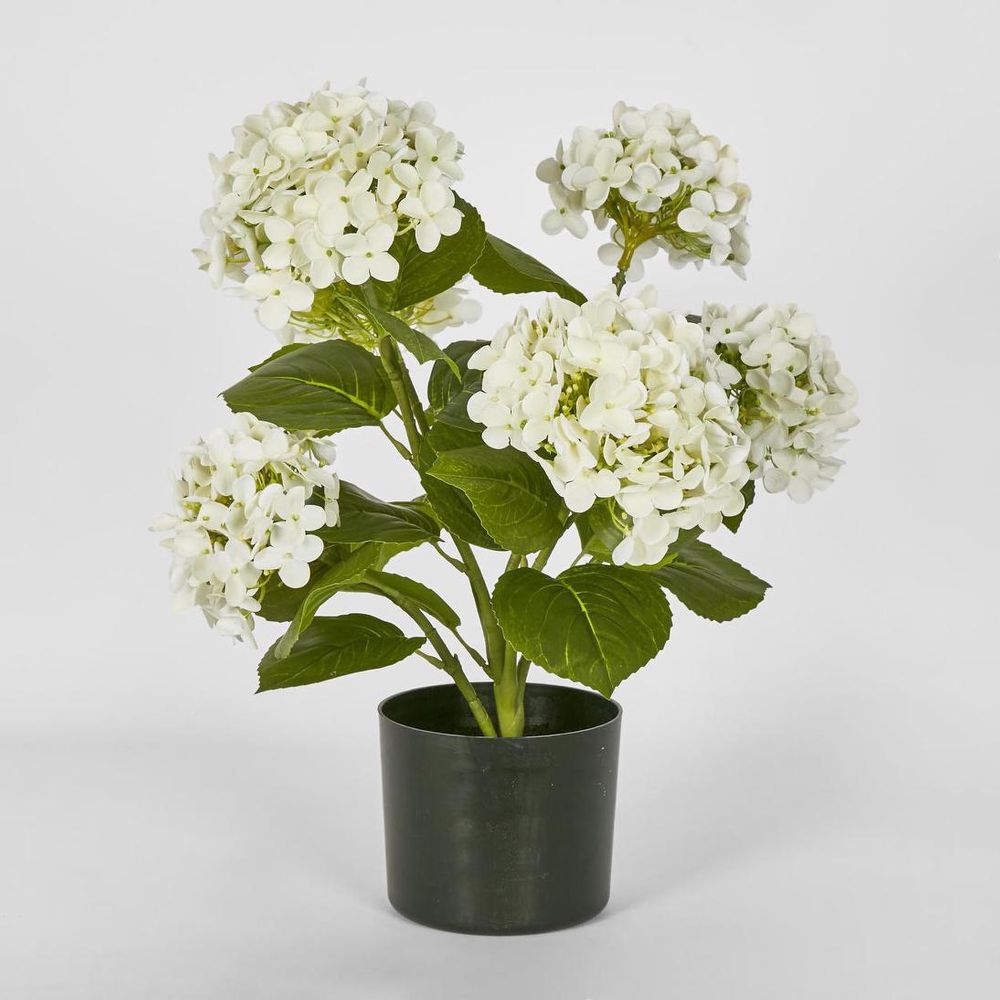 Potted Real Touch Hydrangea White 53Cm