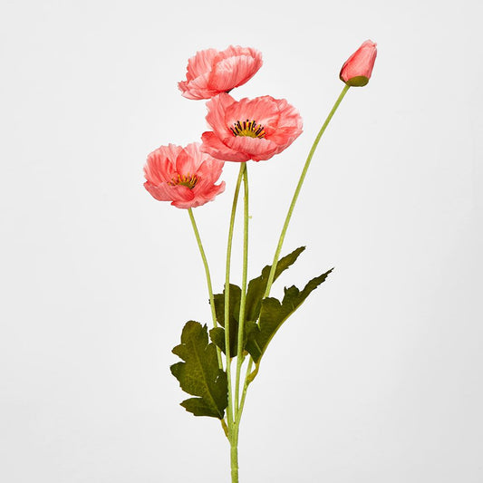 Peach Poppy Spray 3 Flowers 1 Bud
