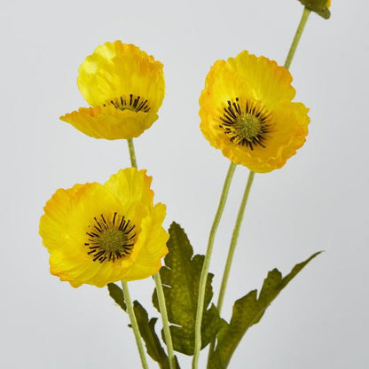 Yellow Poppy Spray 3 Flowers 1 Bud