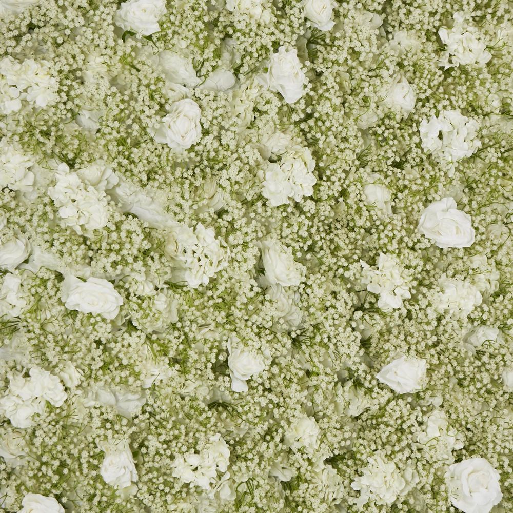 White Rose Hydrangea & Gyp Floral Wall