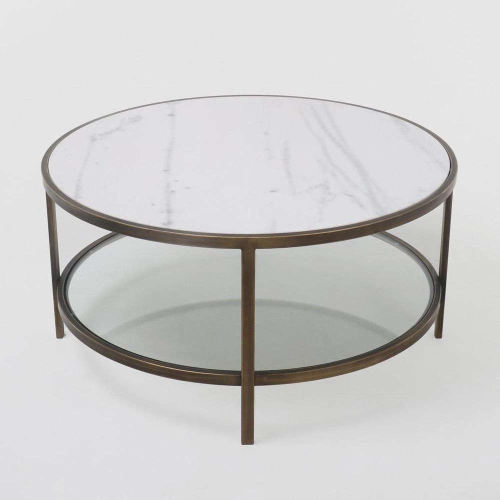 Palladium Brass Iron Marble & Glass Coffee Table