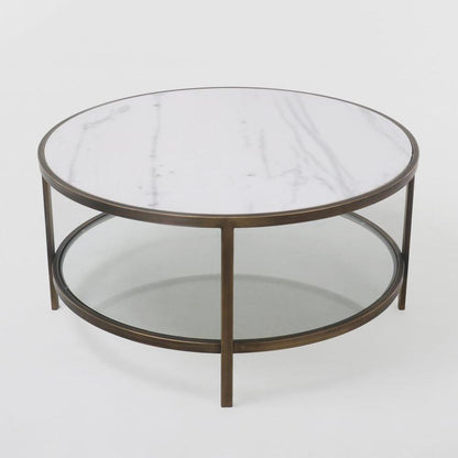 Palladium Brass Iron Marble & Glass Coffee Table