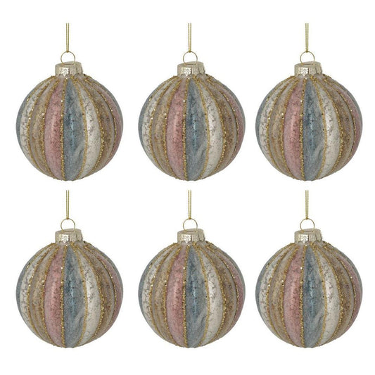 Cimmon Boxed Set Of 6 Baubles Champagne