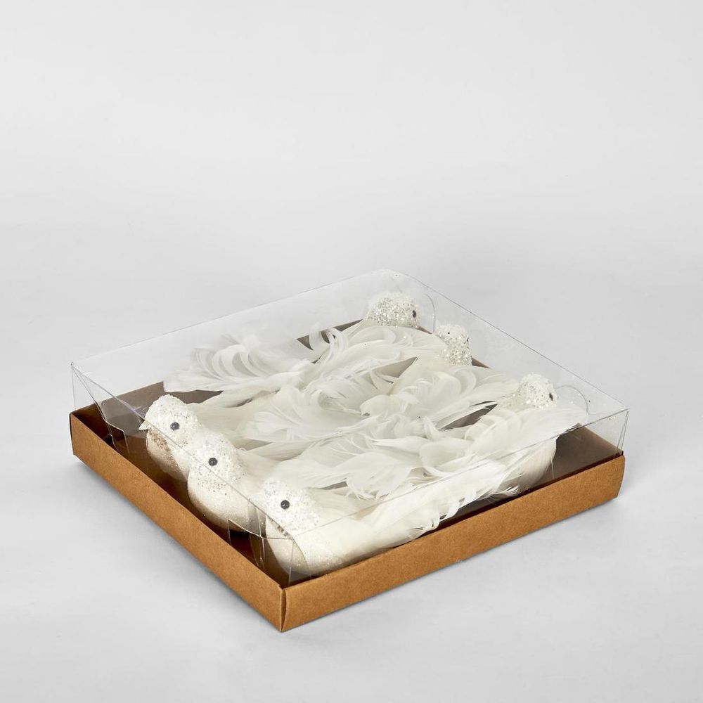 Flutter Clip On Bird White (Set Of 6)