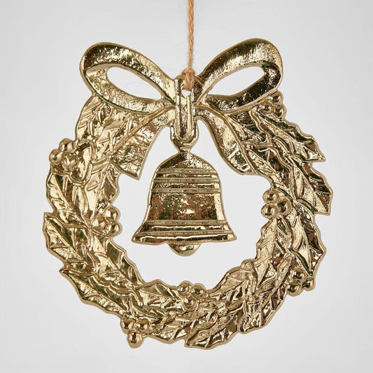 Mini Bell Wreath Ornament Gold Lge