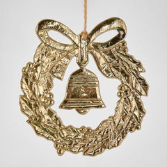 Mini Bell Wreath Ornament Gold Lge