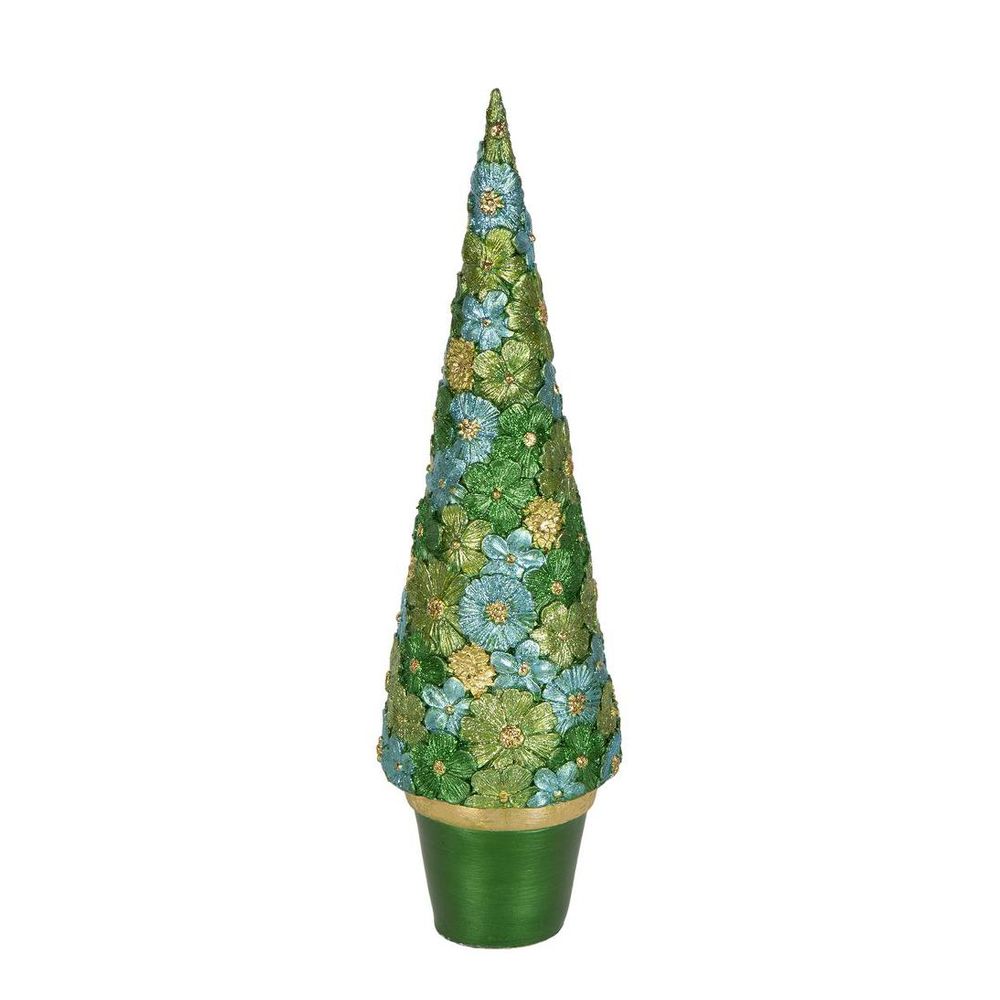 Evergreen Potted Cone Tree Green