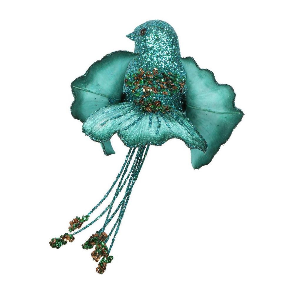 Ginko Glitter Clip On Bird Aqua