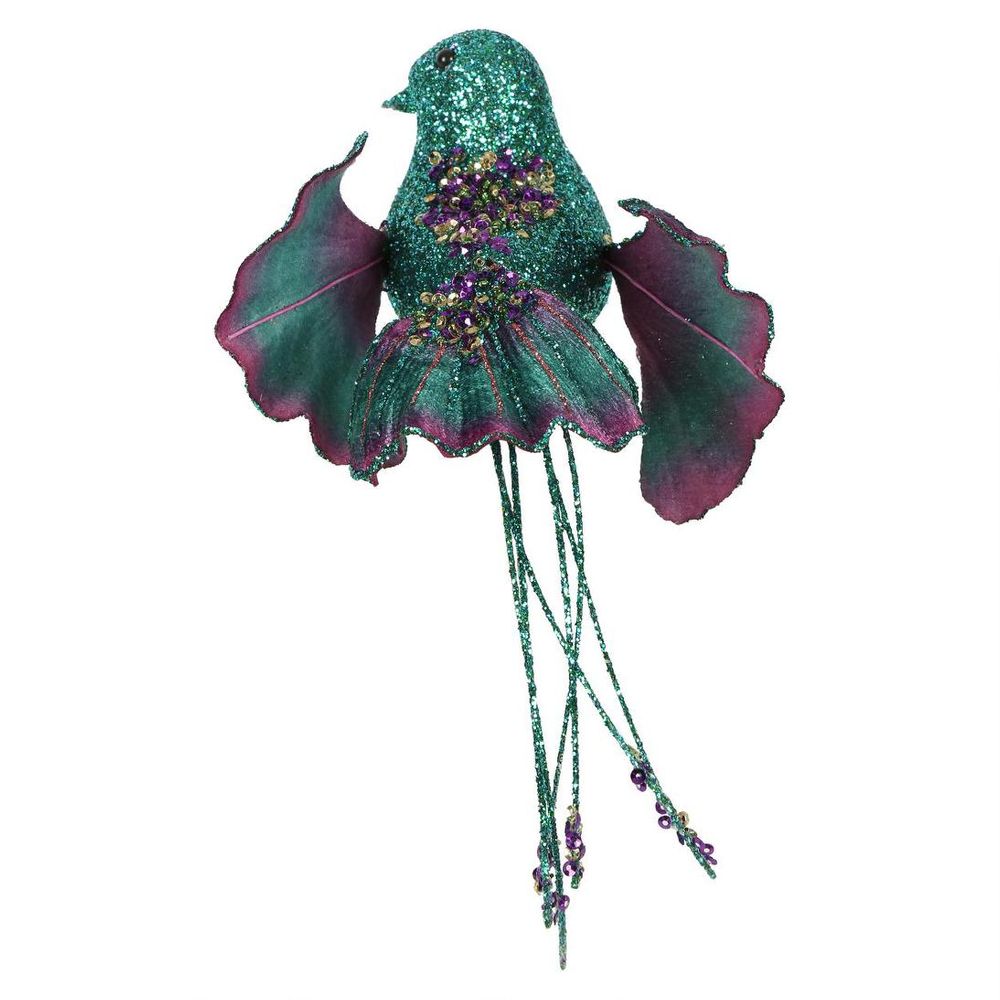 Ginko Glitter Clip On Bird Peacock