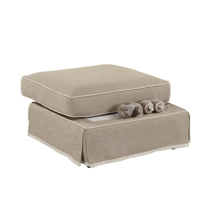 Noosa Hamptons Ottoman Natural W/White Piping