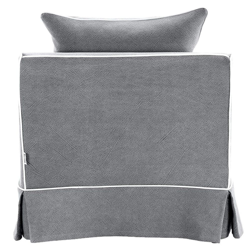 Noosa Hamptons Armchair Grey W/White Piping