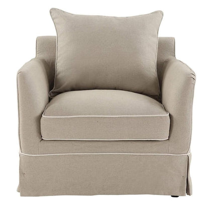 Noosa Hamptons Armchair Natural W/White Piping