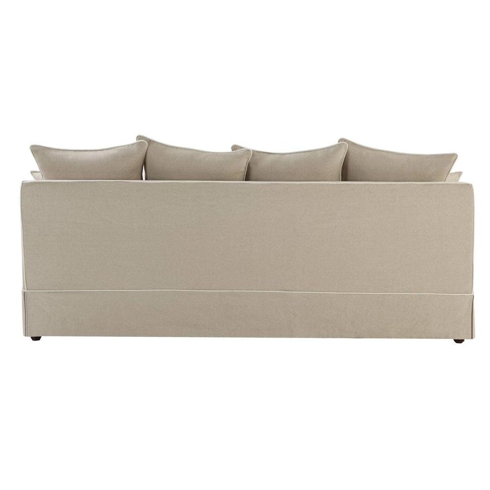 Noosa Hamptons 3 Seat Sofa Natural W/White Piping