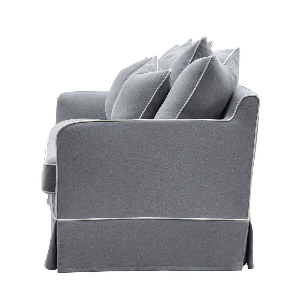 Noosa Hamptons 2.5 Seat Sofa Grey W/White Piping