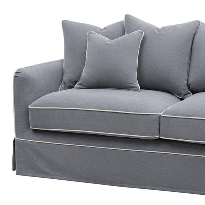 Noosa Hamptons 2.5 Seat Sofa Grey W/White Piping