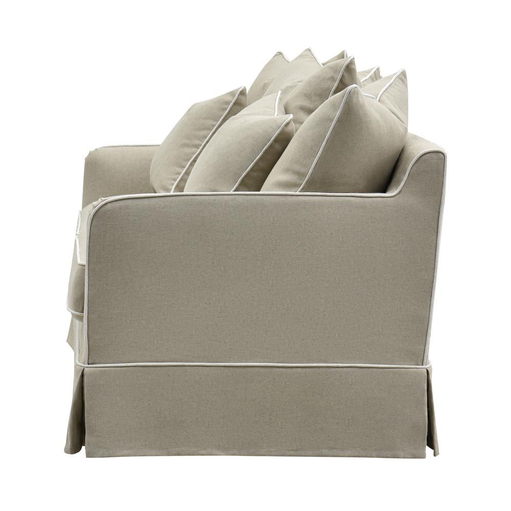 Noosa Hamptons 2 Seat Sofa Natural W/White Piping